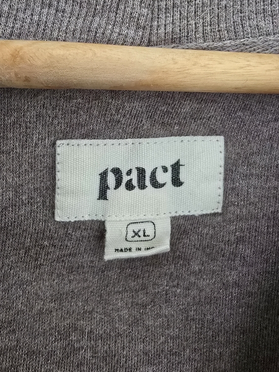 Pact 100% Organic Cotton Zip Up Hoodie in Heather Taupe, XL, Vguc, With Pockets - Picture 2 of 4